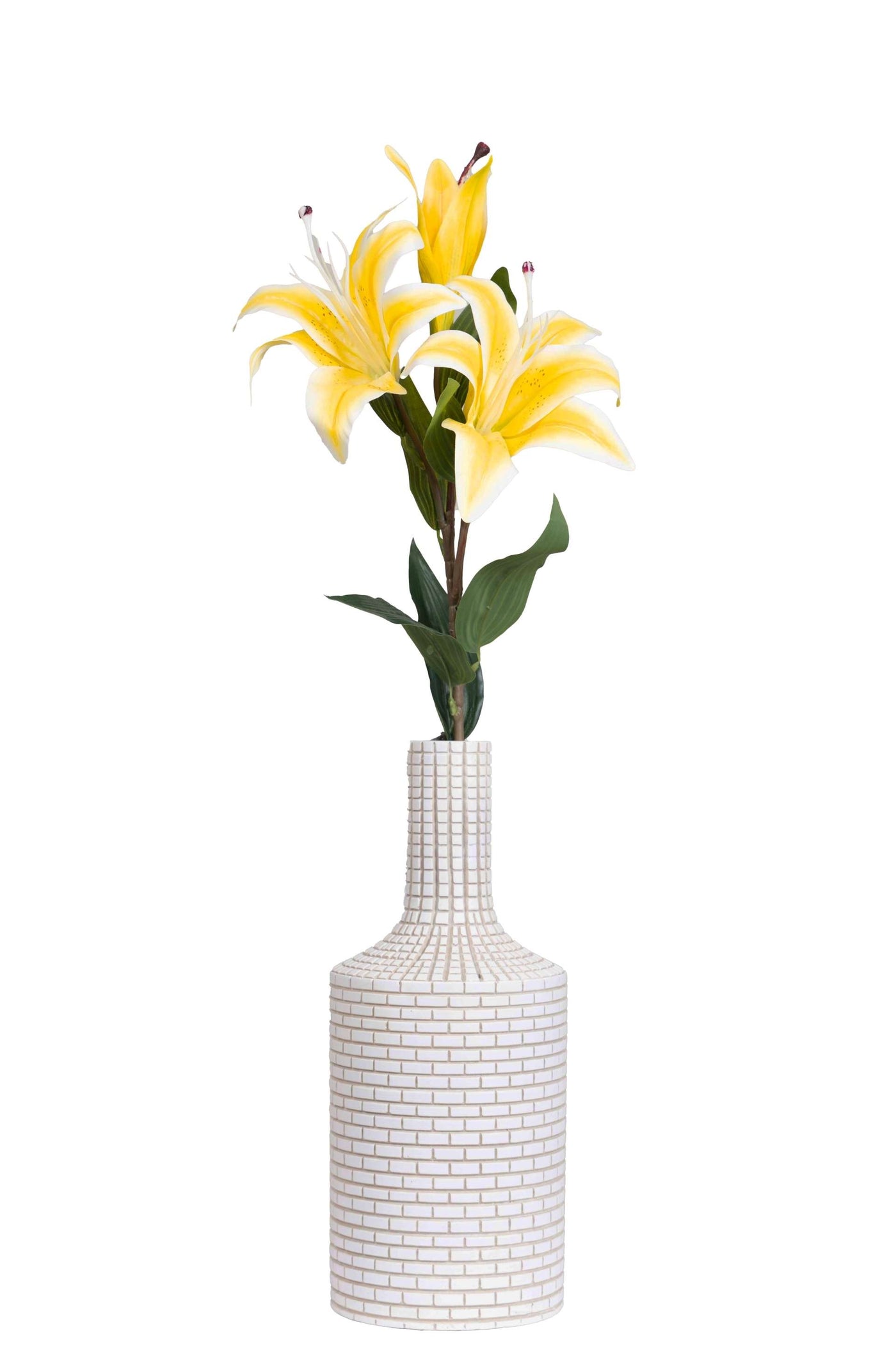 Artificial Lily Flower Stick-Dotted White