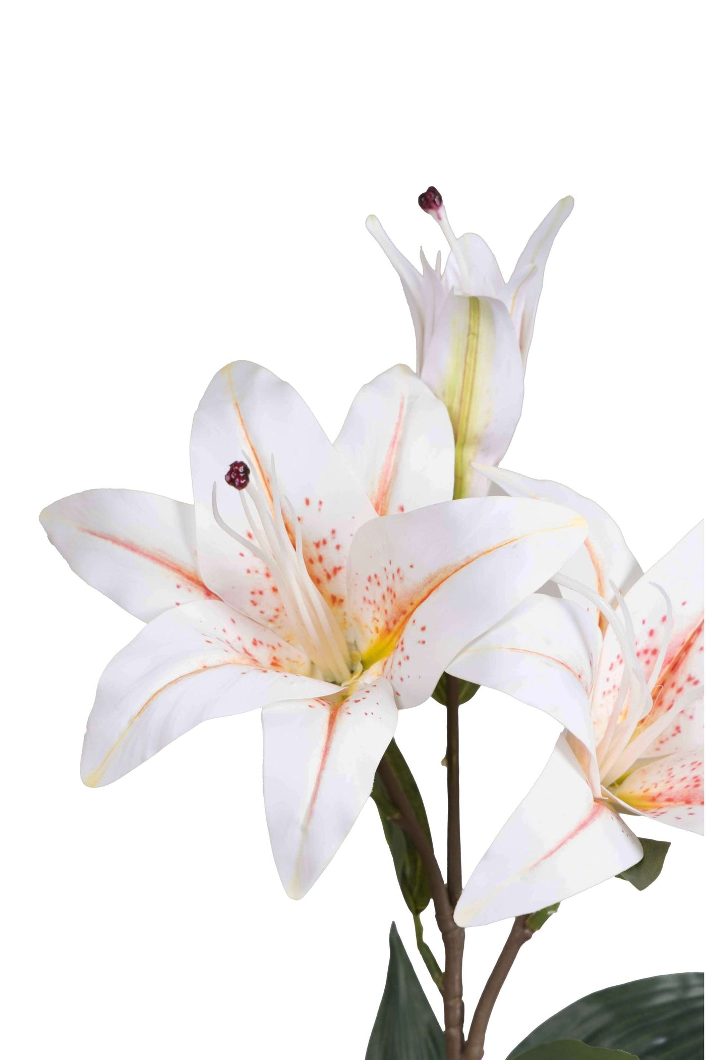 Artificial Lily Flower Stick-Dotted White