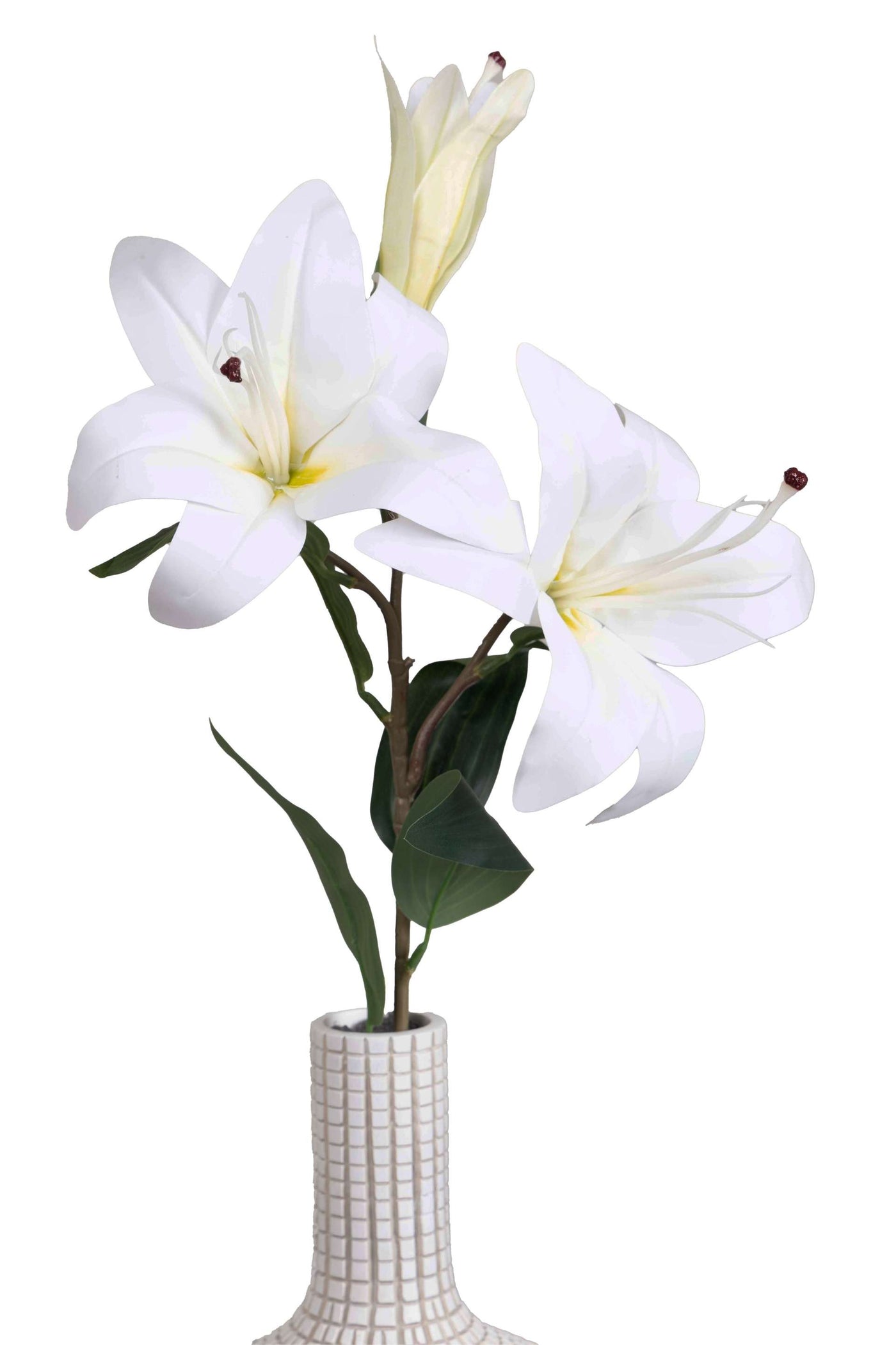 Artificial Lily Flower Stick-Dotted White