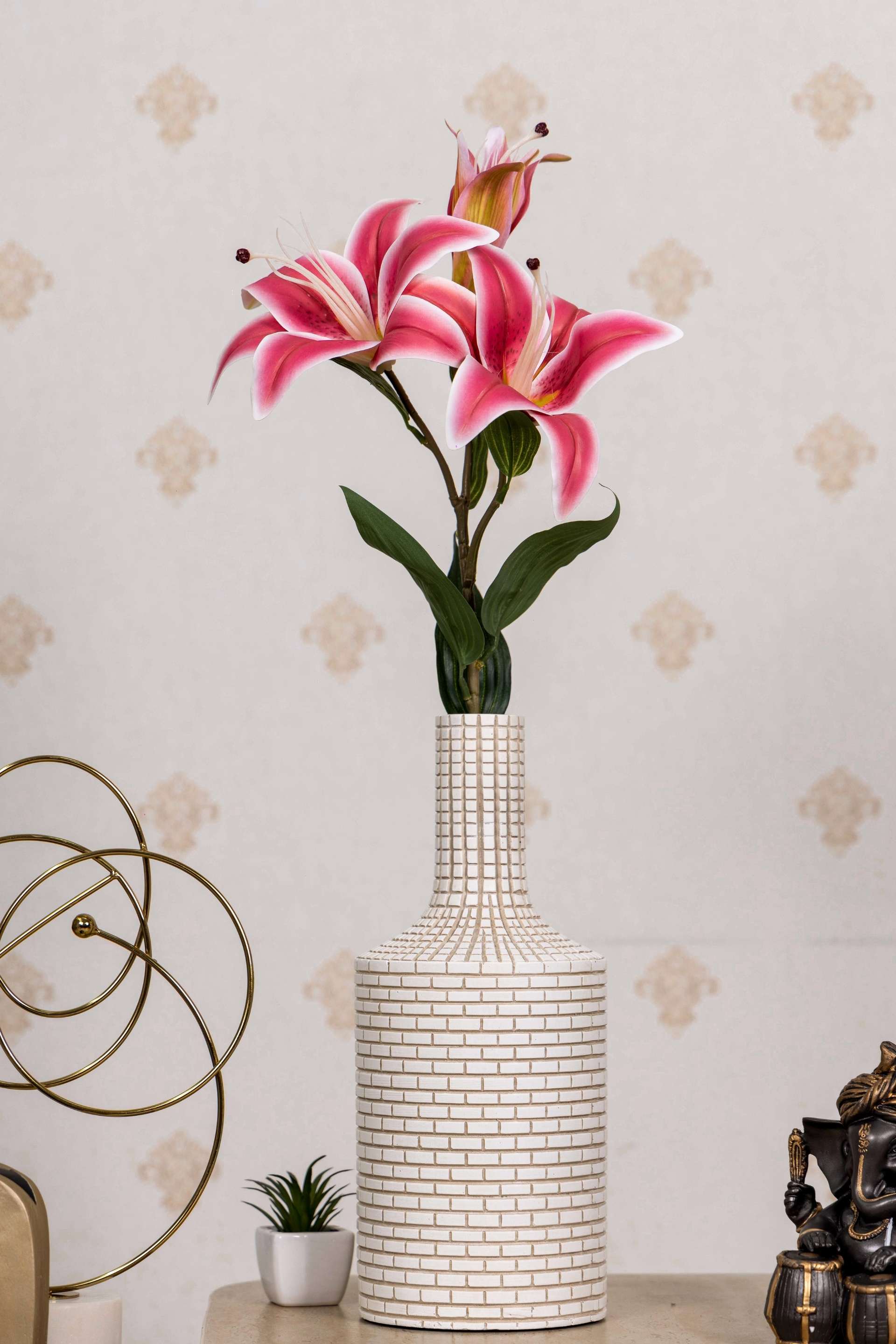 Artificial Lily Flower Stick-White