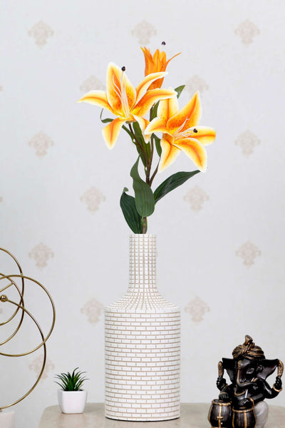 Artificial Lily Flower Stick-Dotted White