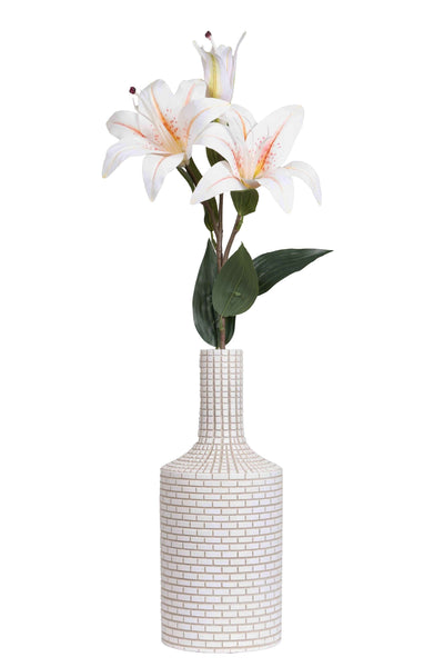 Artificial Lily Flower Stick-Dotted White