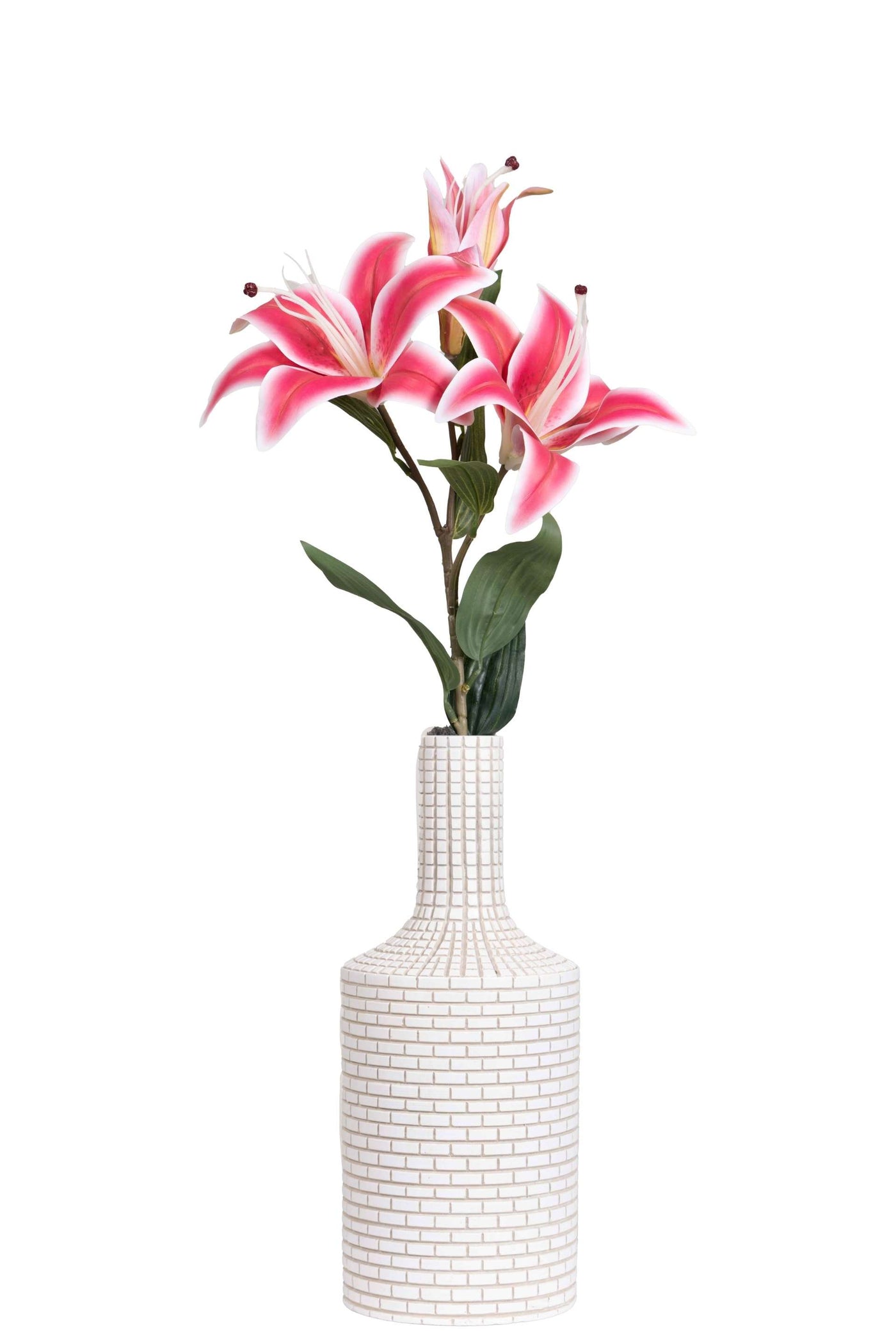 Artificial Lily Flower Stick-Dotted White