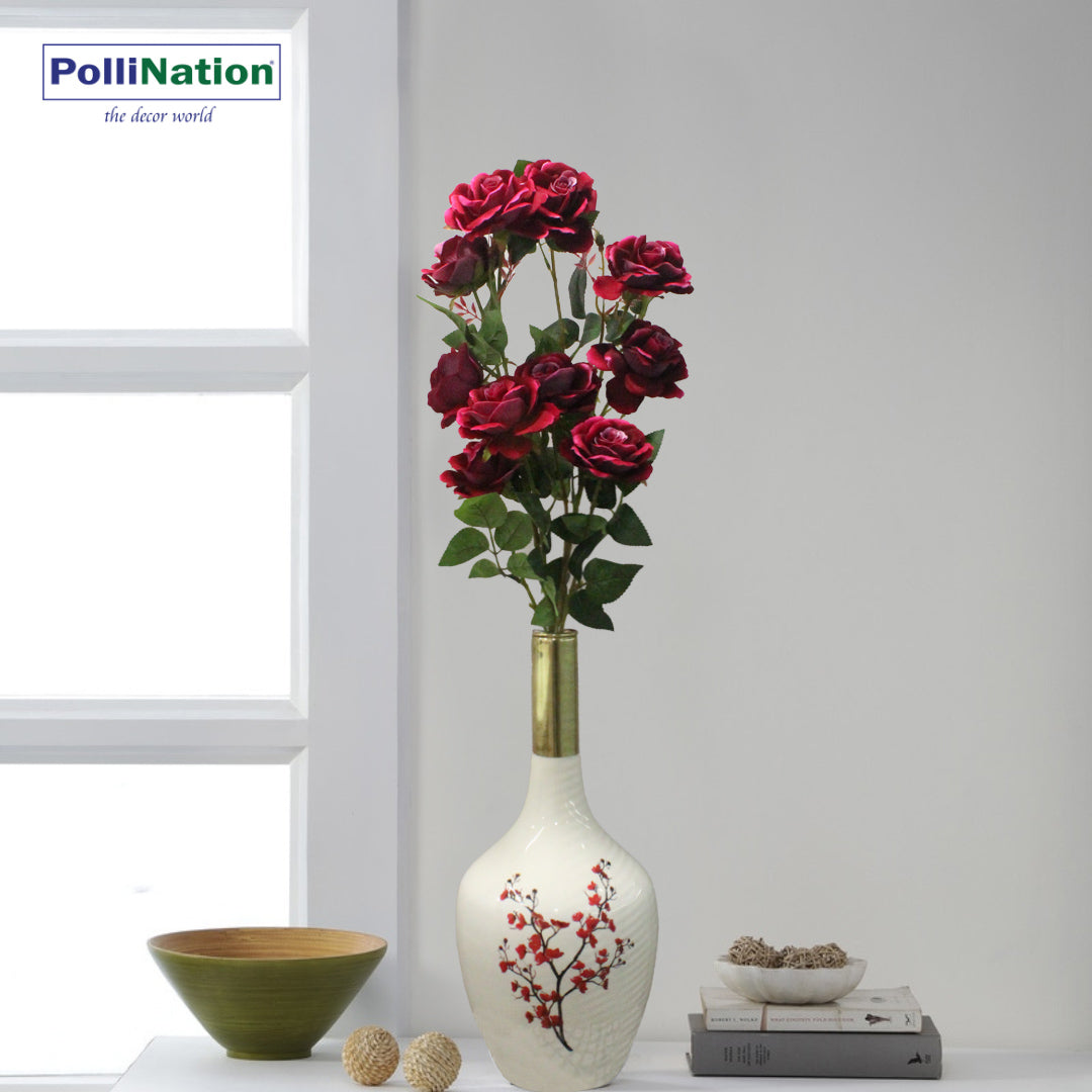 Pollination Stunning Rose Artificial Flower  (Pack of 2)