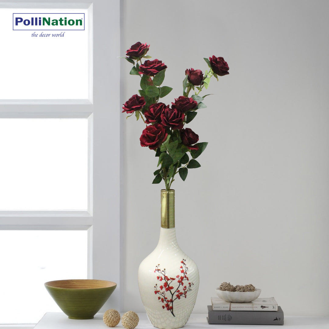 Pollination Stunning Rose Artificial Flower  (Pack of 2)