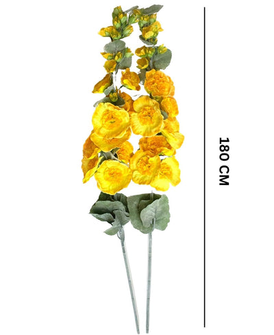 Ethereal Hollyhock Artificial Flower Sticks - Pack Of 2