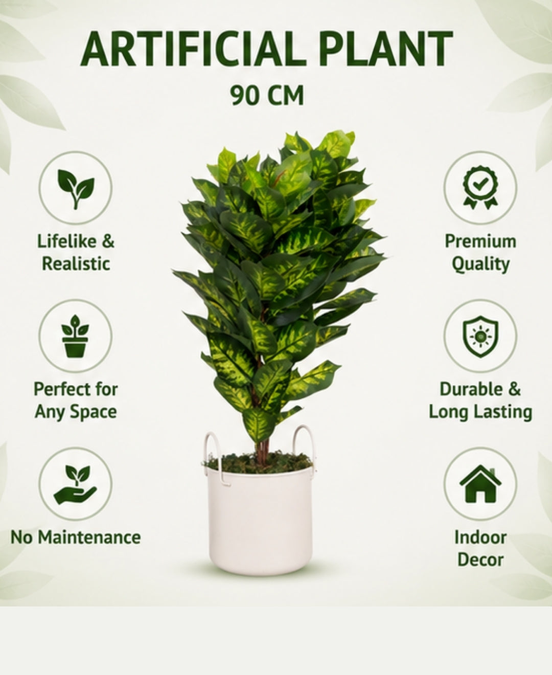 Premium Artificial Dieffenbachia Yellow Green Plant Without Pot