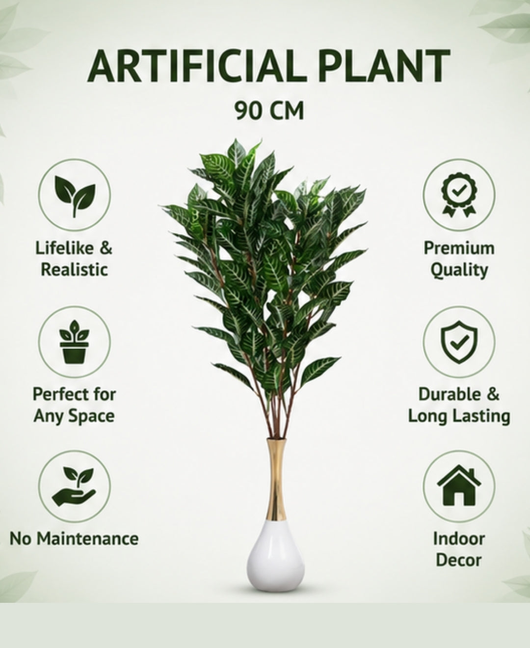 Premium Artificial Dieffenbachia Zebra Plant Without Pot