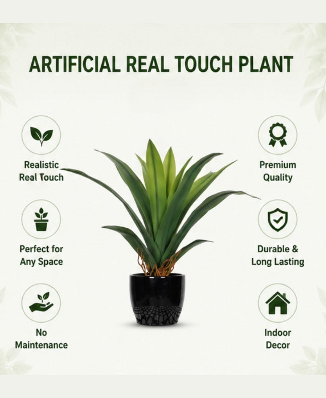 Premium Artificial Green Agave Succulent Plant Without Pot- 2 FT