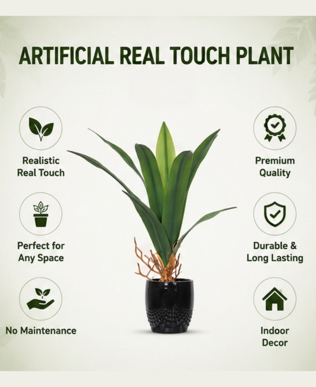 Premium Real Touch Artificial Agave Succulent Plant Without Pot - 1ft