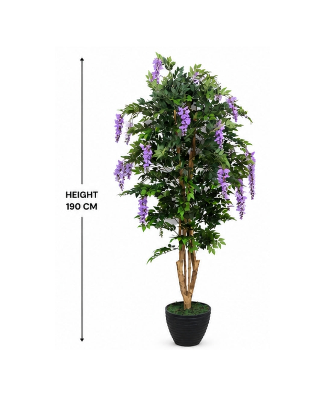Premium Artificial Lavender Wisteria Flowering Tree Without Pot - 7FT