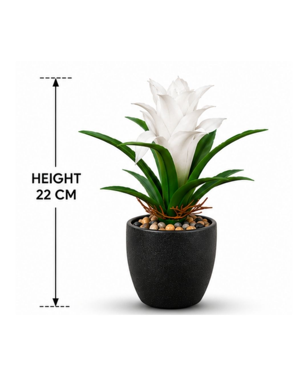 Mini Artificial White Green Bromeliad Without Pot