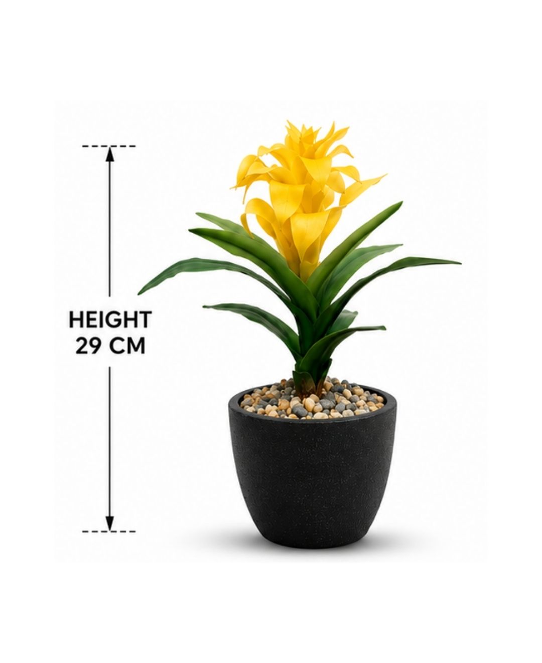 Medium Artificial Yellow Green Bromeliad Without Pot