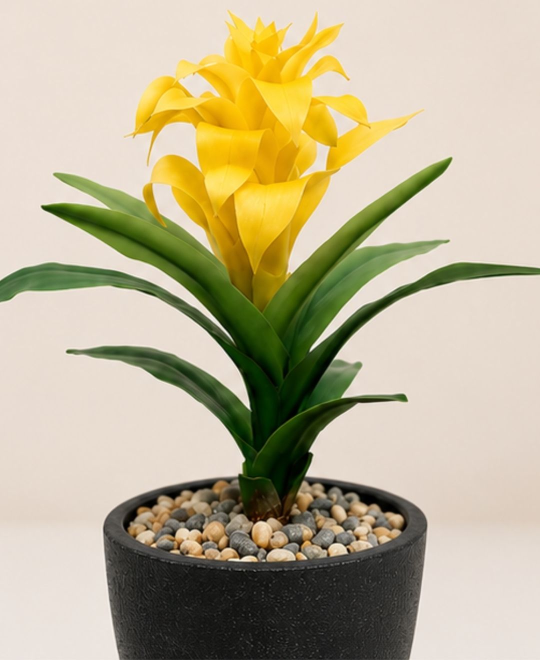 Medium Artificial Yellow Green Bromeliad Without Pot