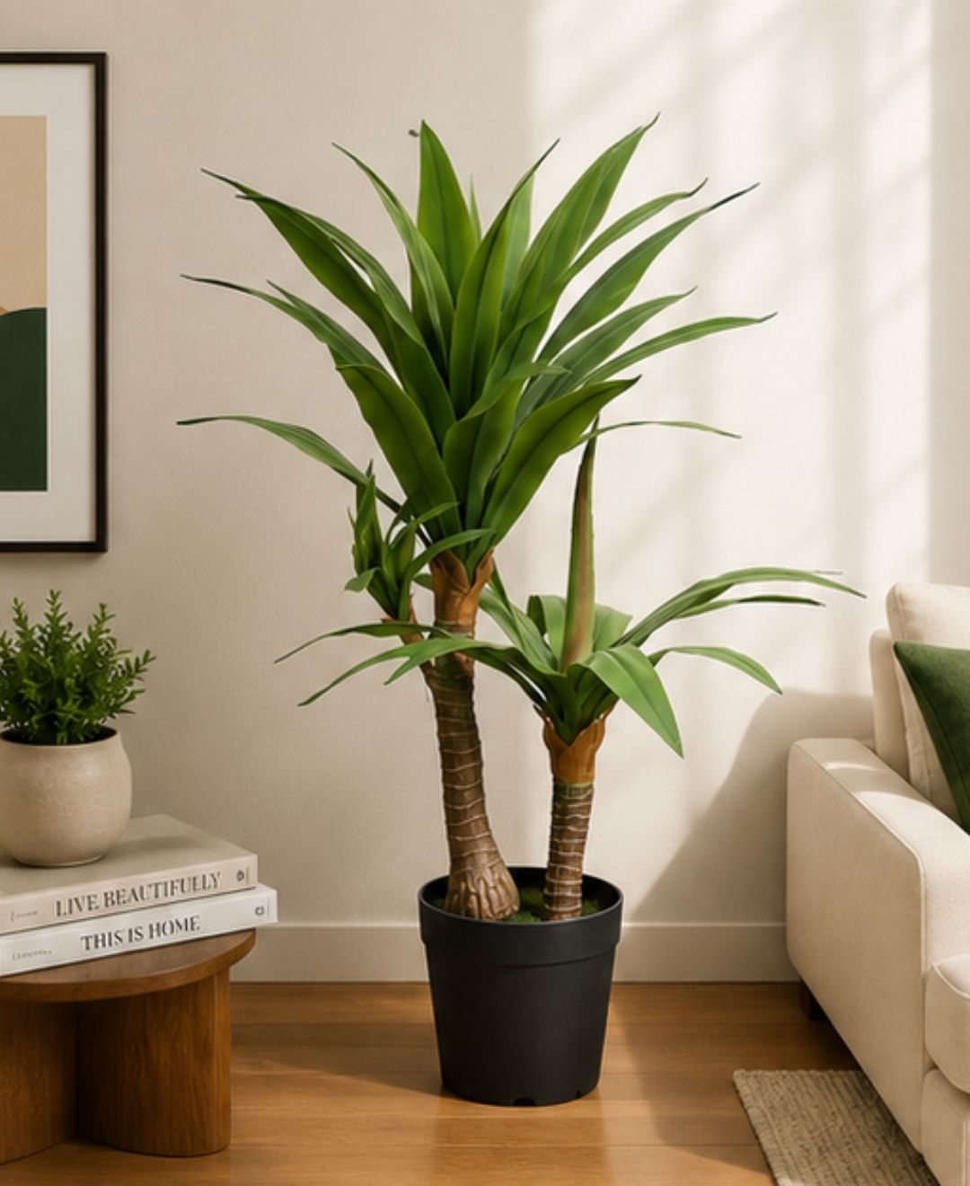 Premium Artificial Green Yucca Plant With Pot - 2.5 FT
