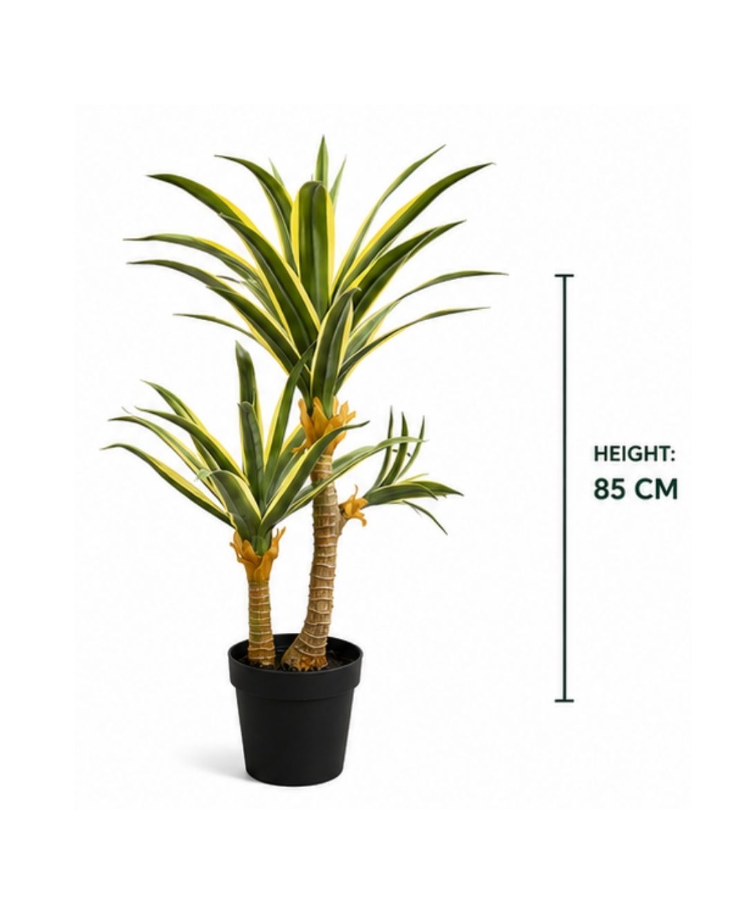 Premium Artificial White Green Yucca Plant With Pot - 2.5 FT
