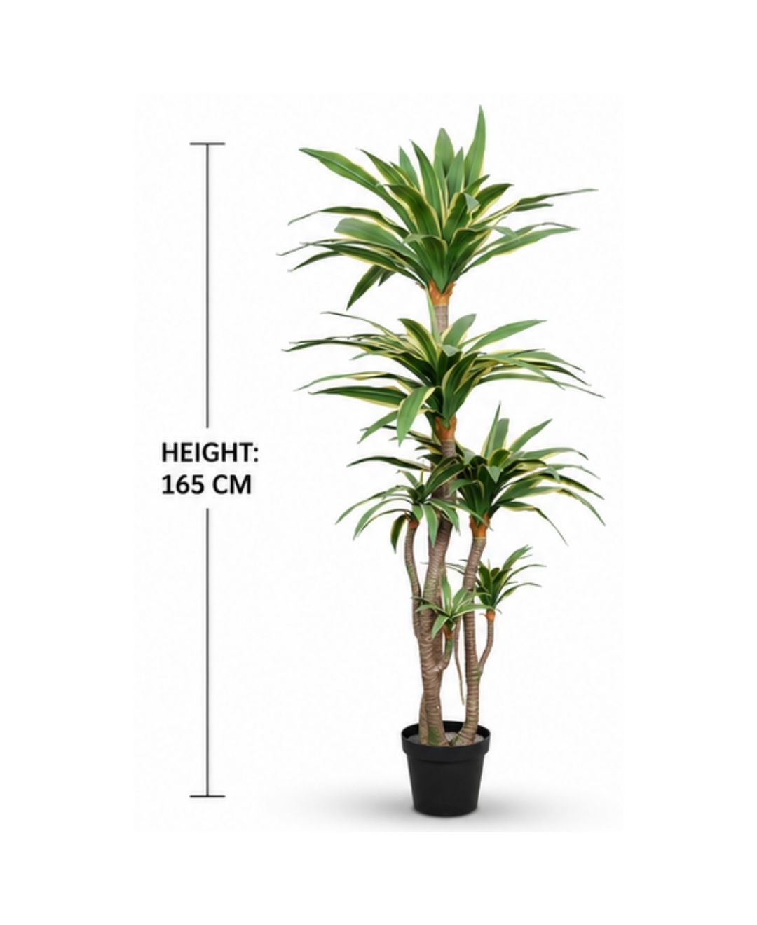 Superior Artificial Yucca Cane White Green Plant With Pot