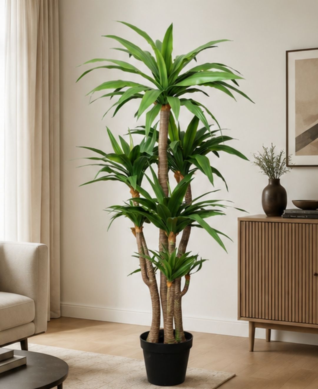 Deluxe Artificial Green Yucca Plant With Pot -6FT