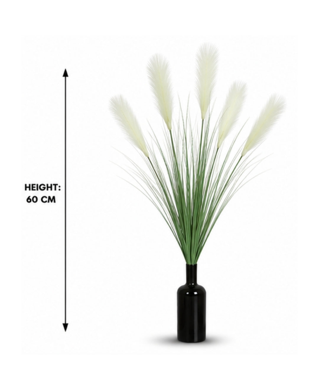 Decorative White Faux Pampas Grass Bouquet Without Pot