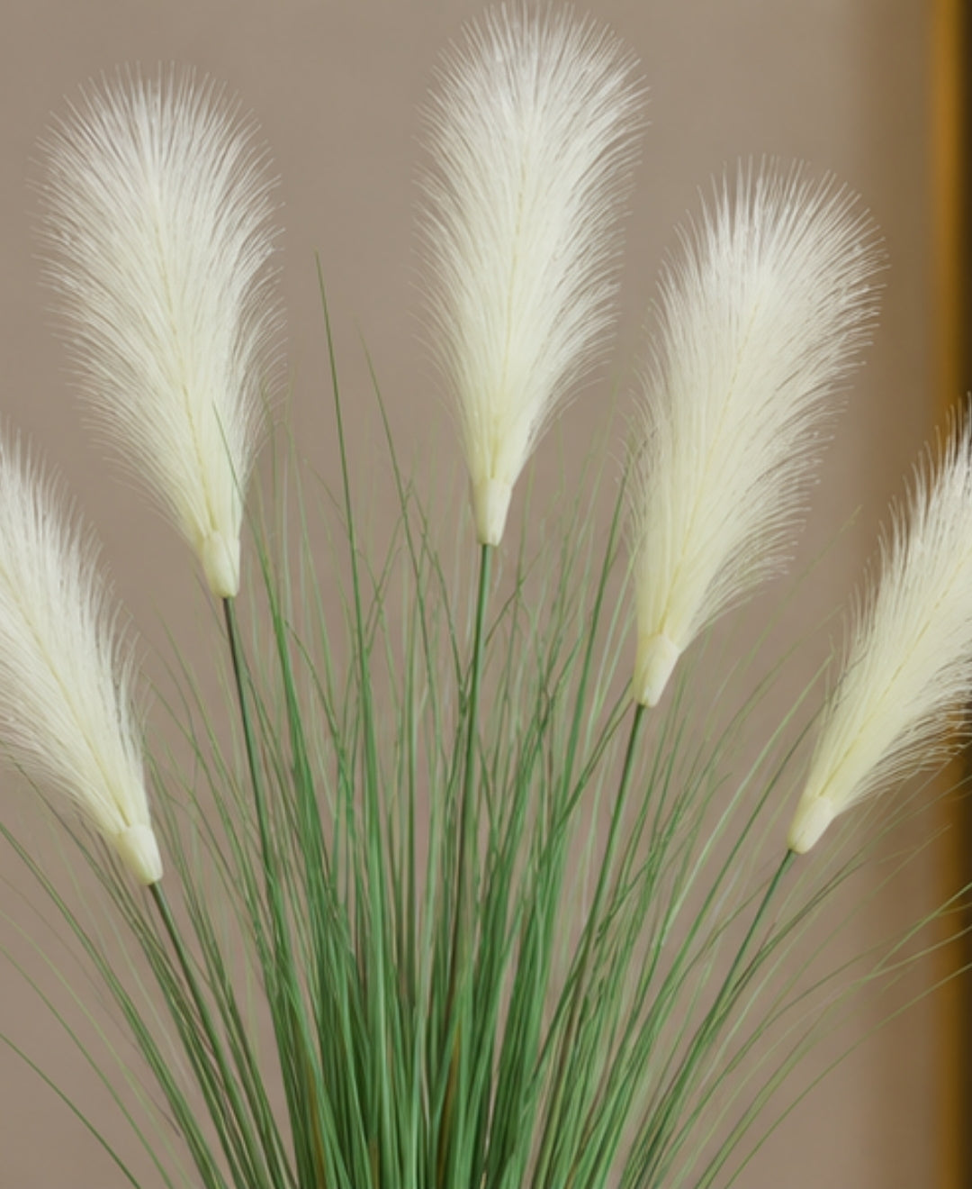 Decorative White Faux Pampas Grass Bouquet Without Pot