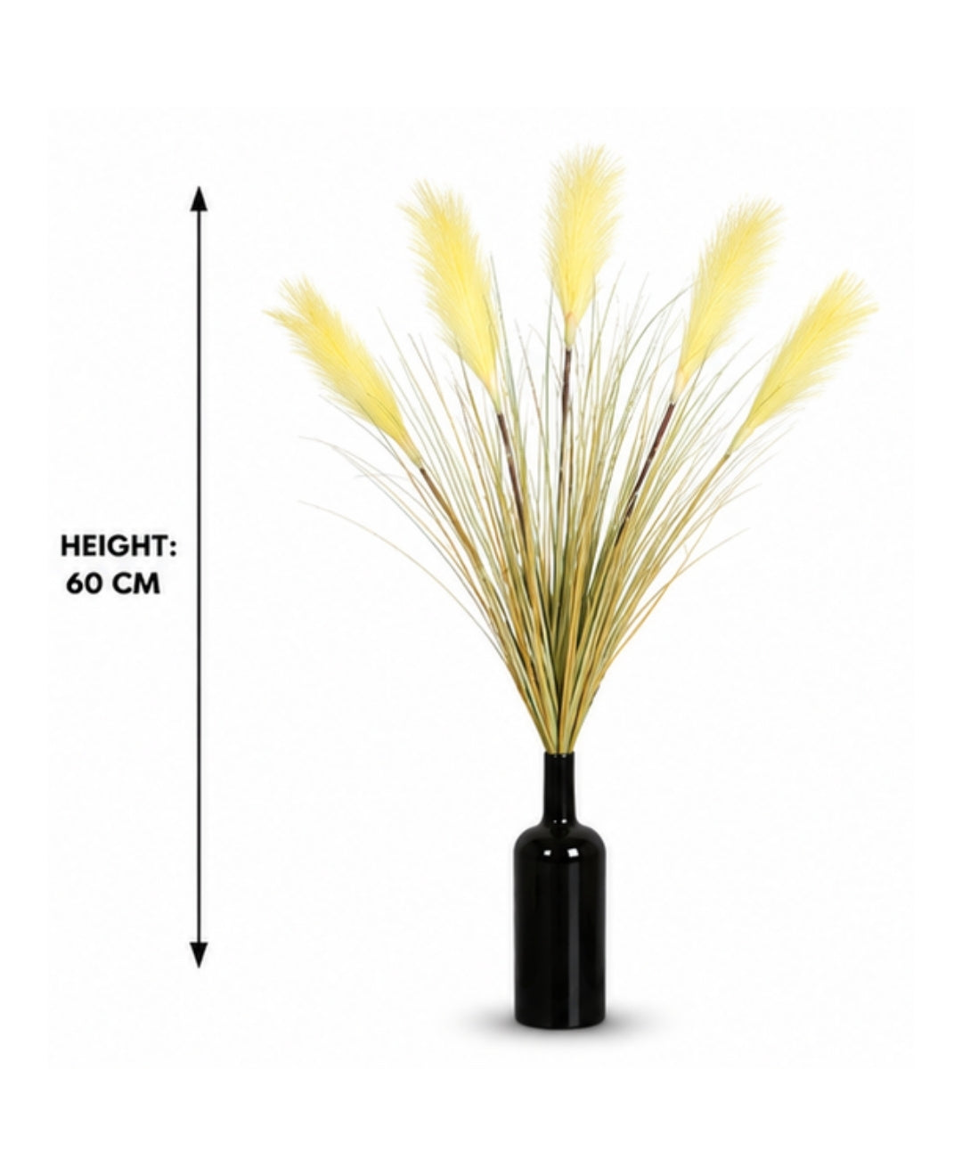 Decorative Yellow Faux Pampas Grass Bouquet Without Pot