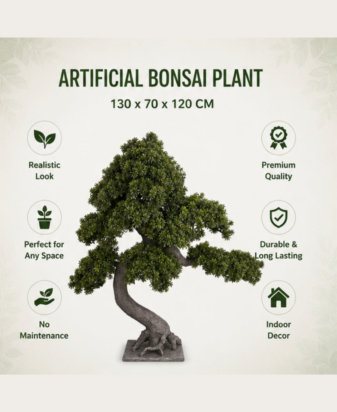 Premium Artificial Bonsai Tree with Natural Sculpted Trunk- 4FT Without Pot