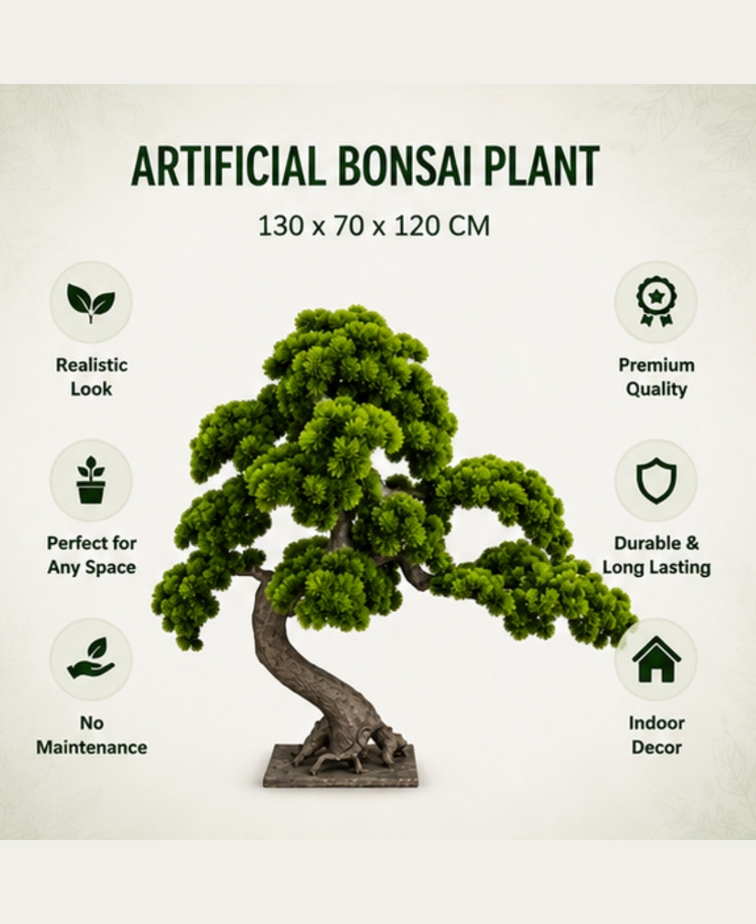 Grand Artificial Japanese Bonsai Tree with Natural Sculpted Trunk-4FT Without Pot