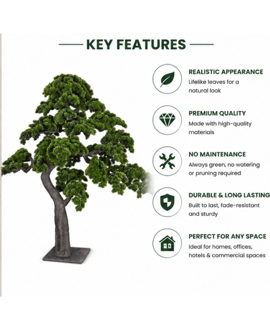 Premium Artificial Bonsai Tree with Elegant Cascading Canopy- 6.5 FT Without Pot