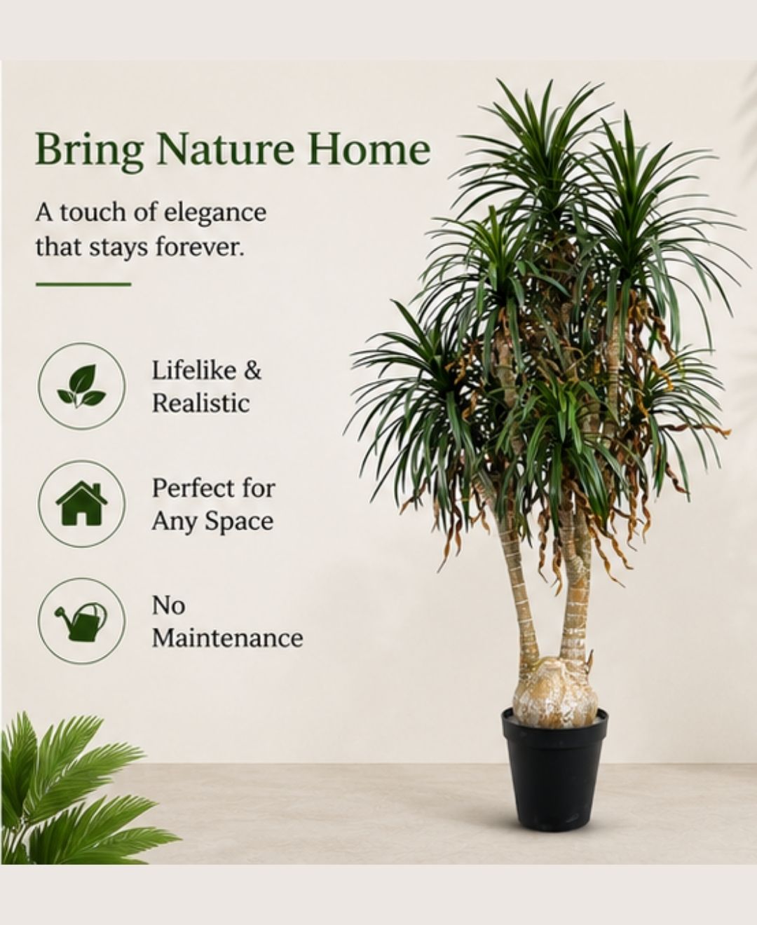Luxe Dragon Tree Faux Plant With Pot-6.5FT