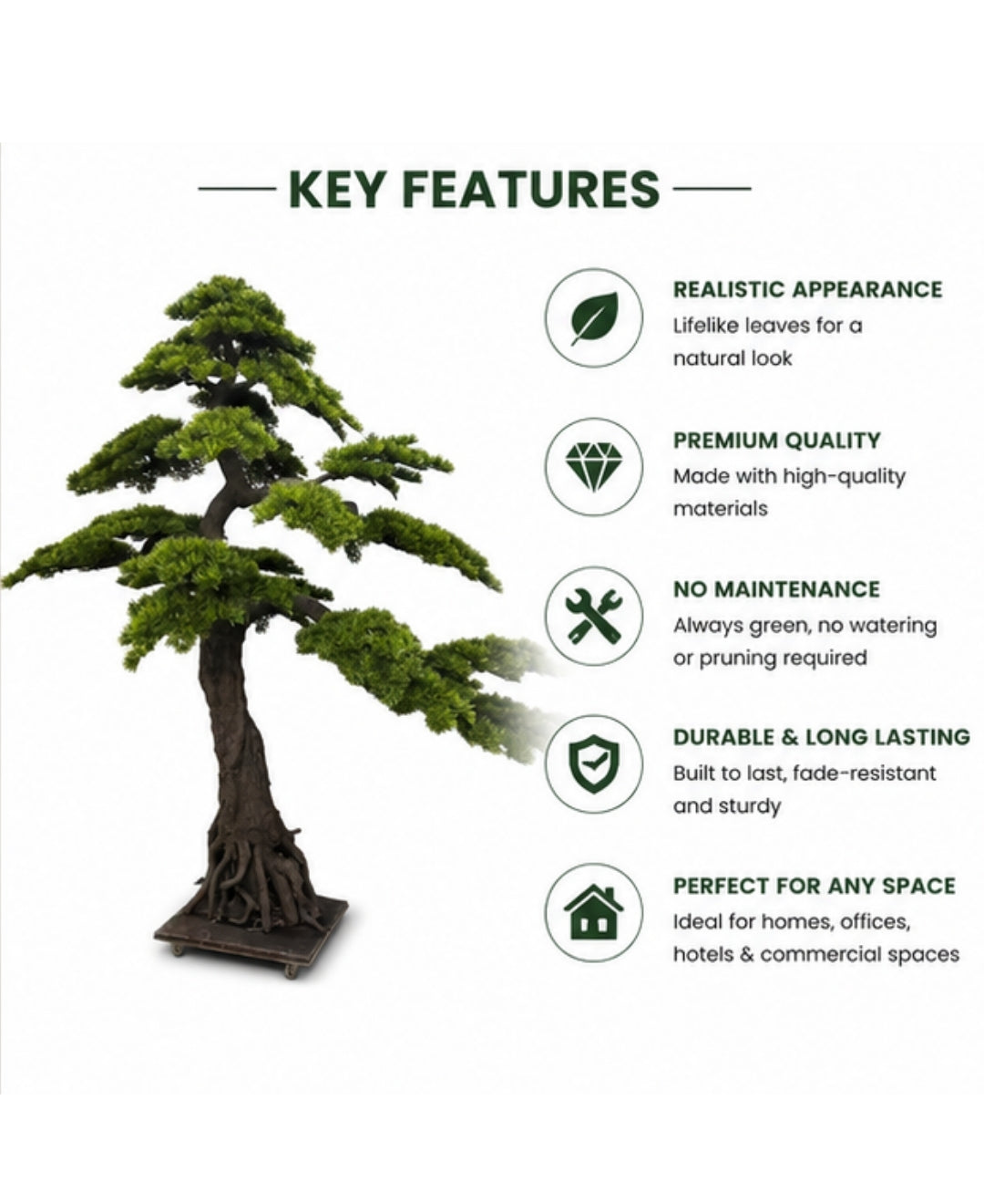 Luxury Artificial Grand Bonsai Tree with Sculpted Root Trunk Without Pot