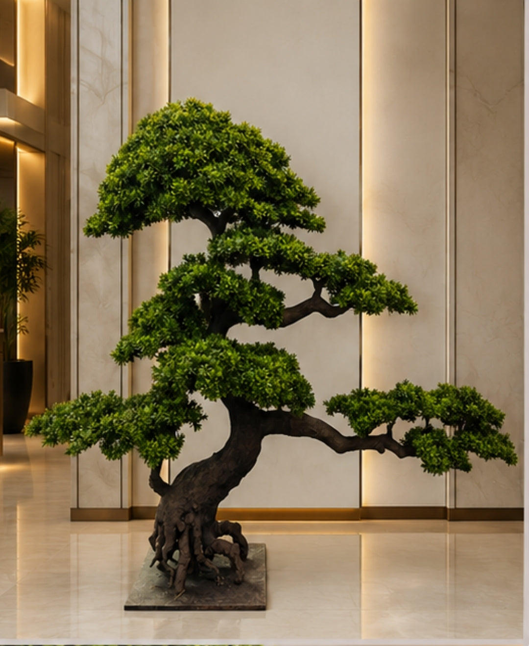 Premium Artificial Bonsai Tree with Curved Sculpted Trunk Without Pot