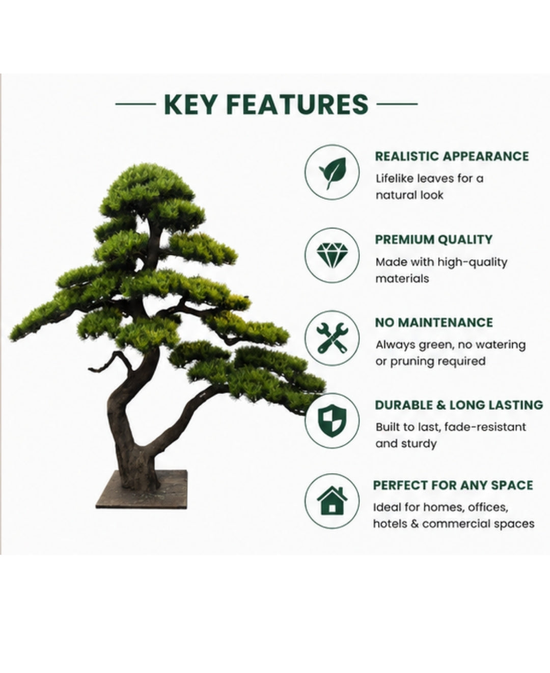Luxury Artificial Twin‑Trunk Bonsai Tree Without Pot