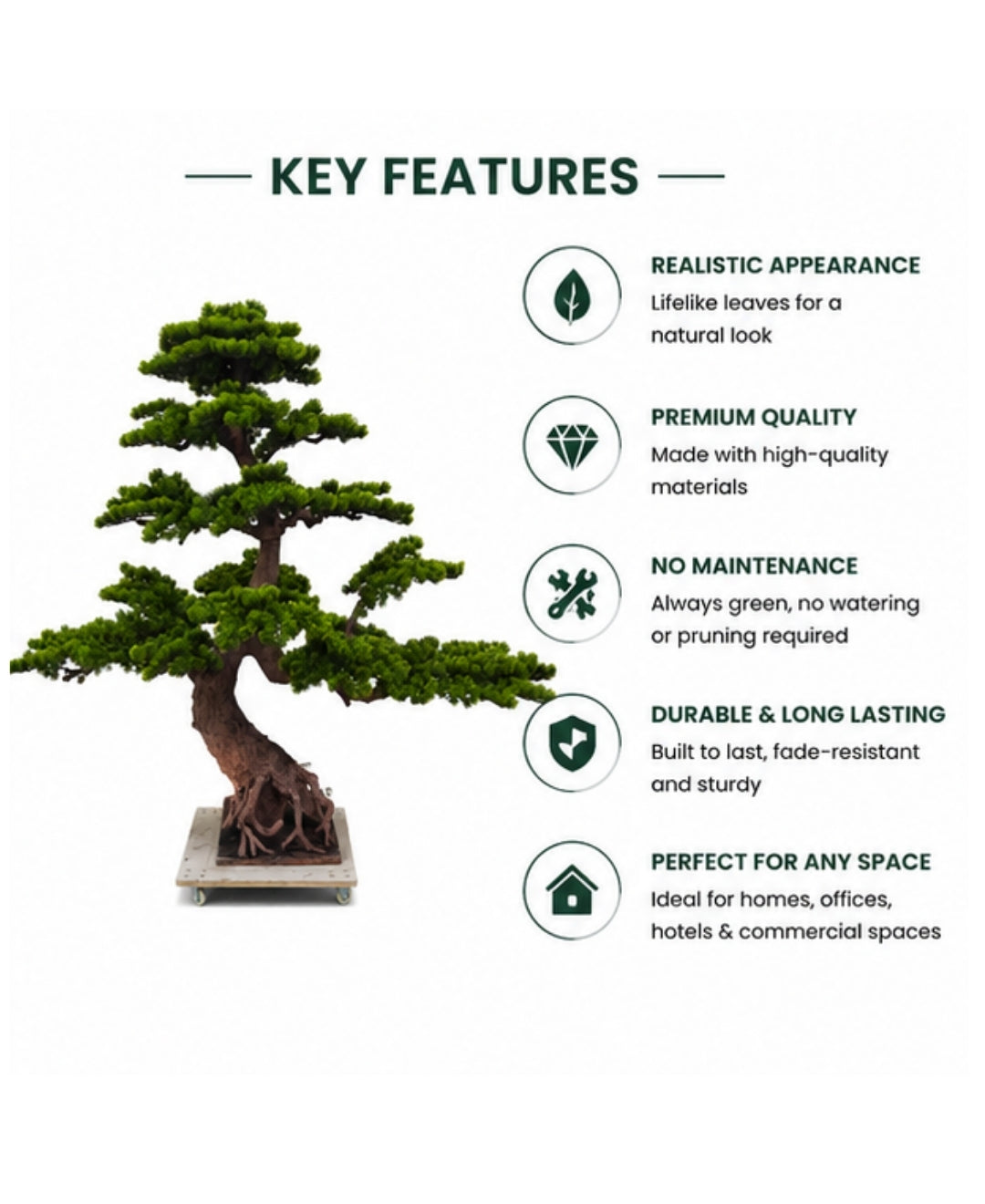 Premium Artificial Japanese Bonsai Tree with Exposed Root Base Without Pot