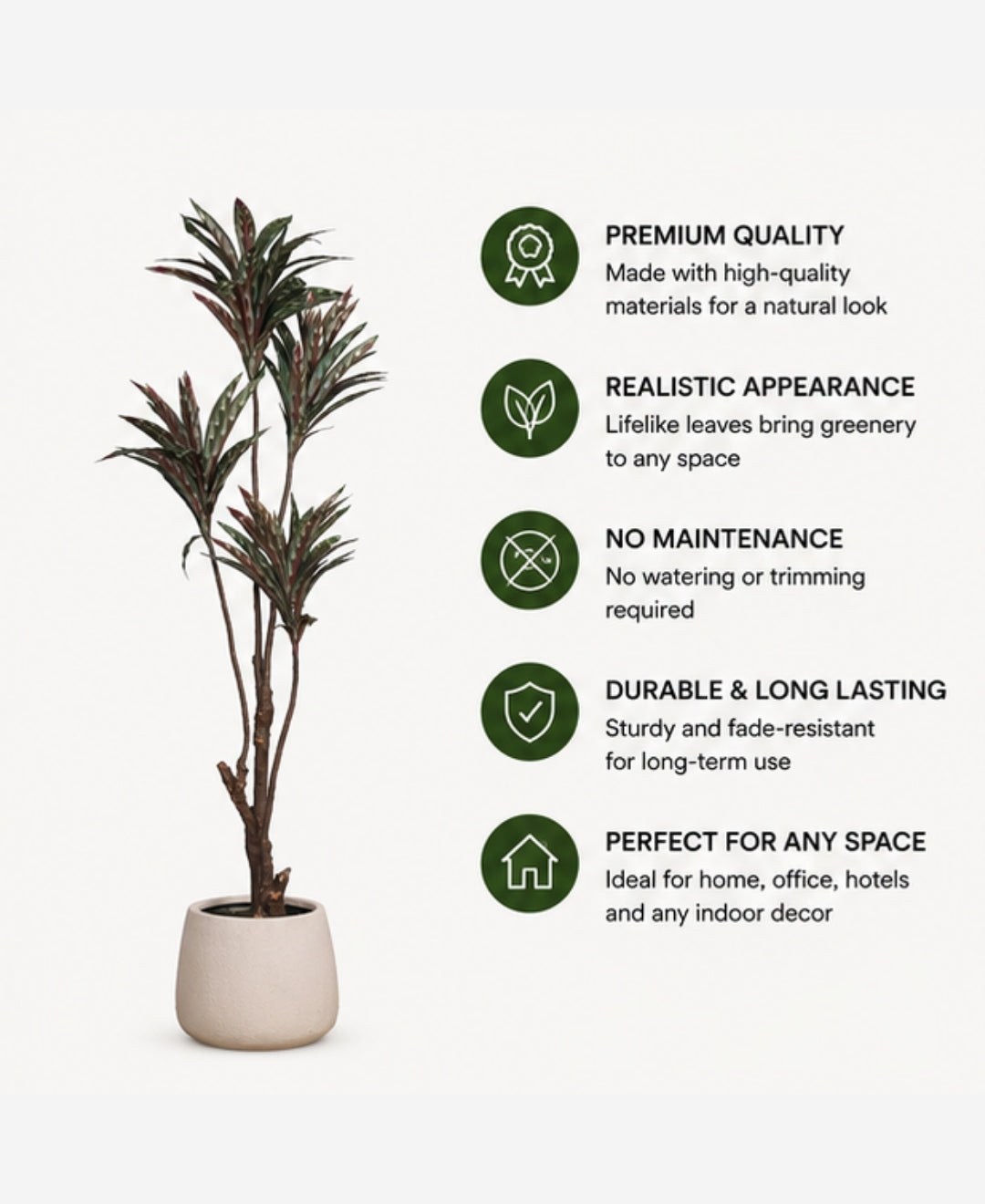 Premium Artificial Brown Dracaena Tree Without Pot - 4.5 FT