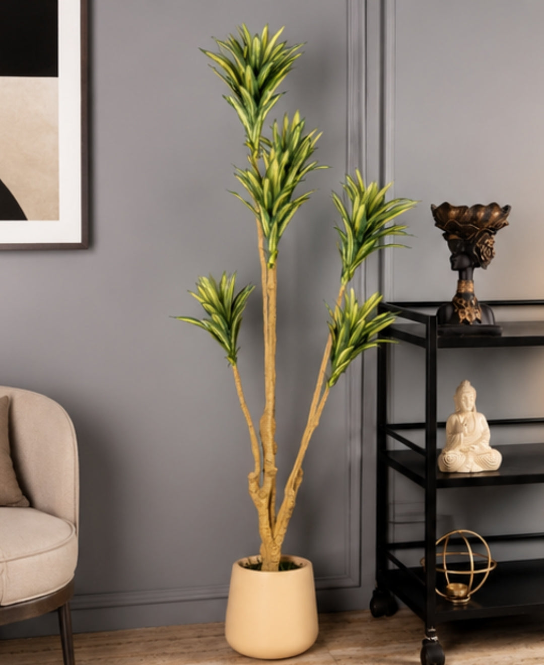 Premium Artificial Green Dracaena Tree Without Pot - 4.5 FT