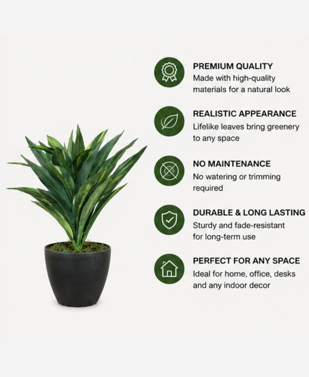 Premium Artificial Dracaena Compacta Green Plant Without Pot