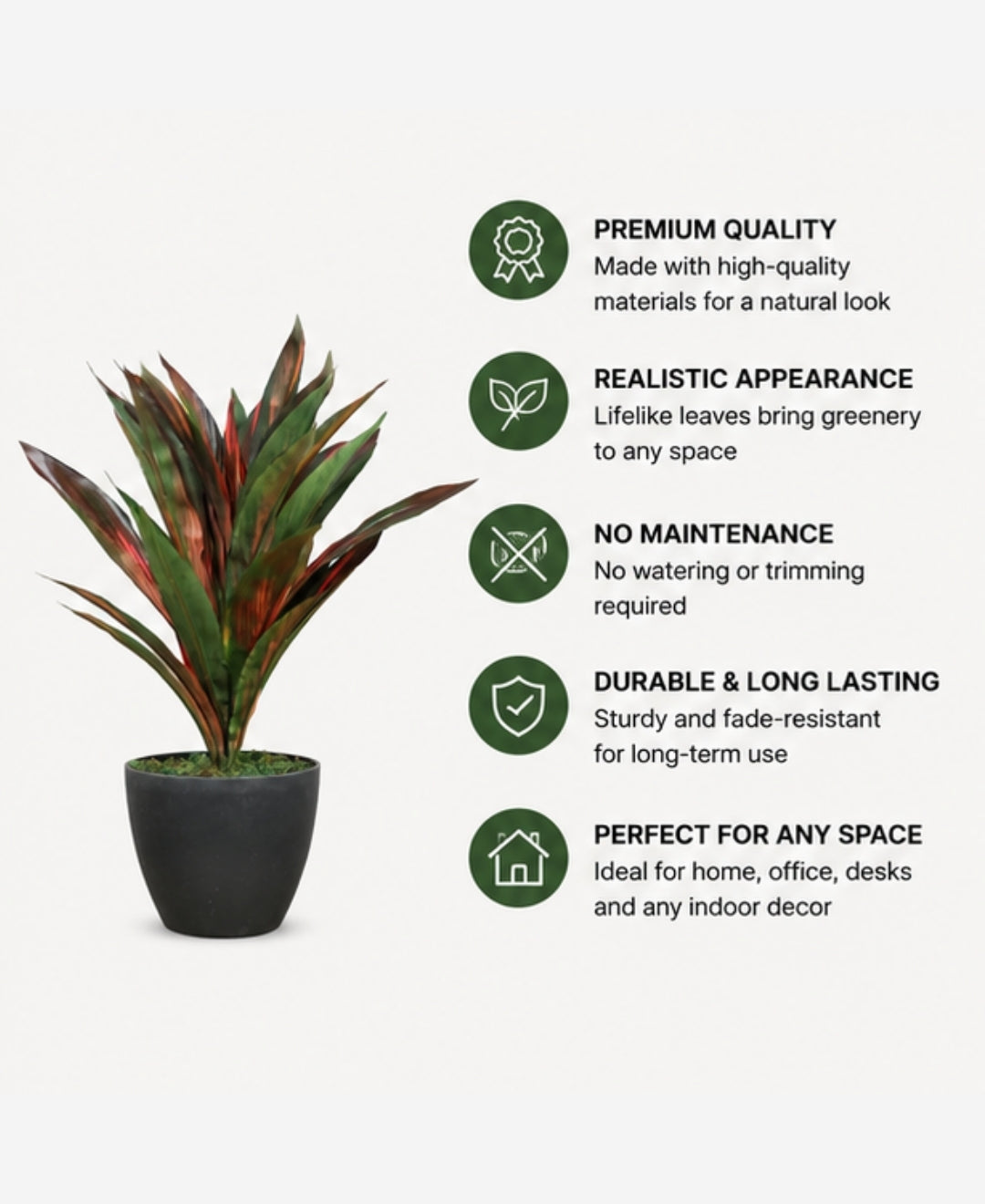 Premium Artificial Dracaena Compacta Red Green Plant