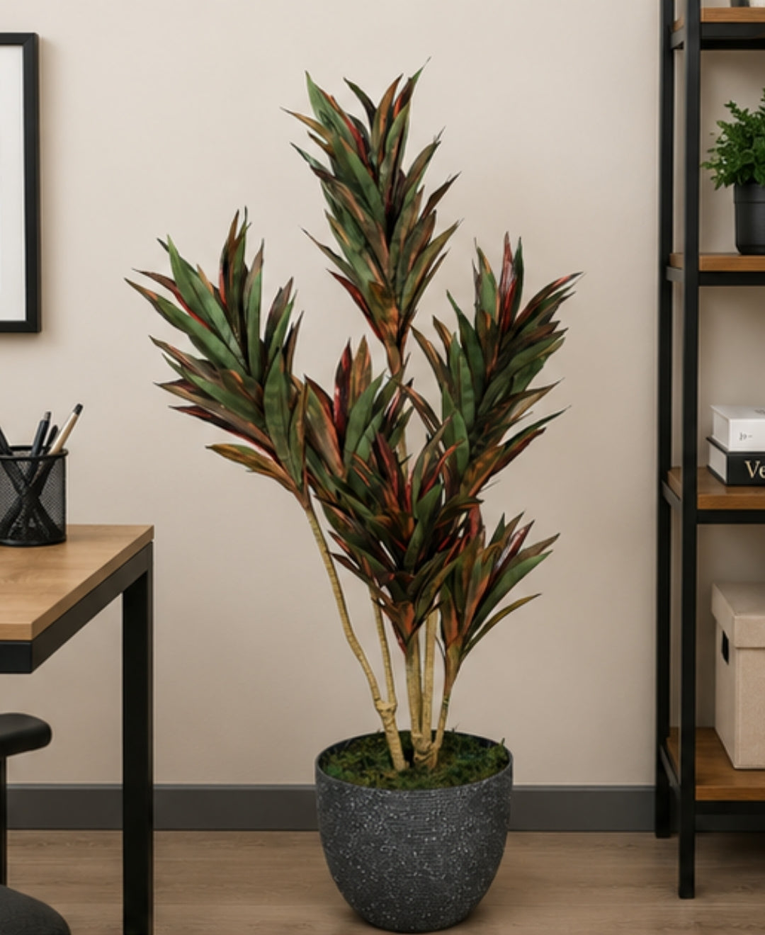 Elegant Faux Dracaena Red Green Indoor Plant Without Pot