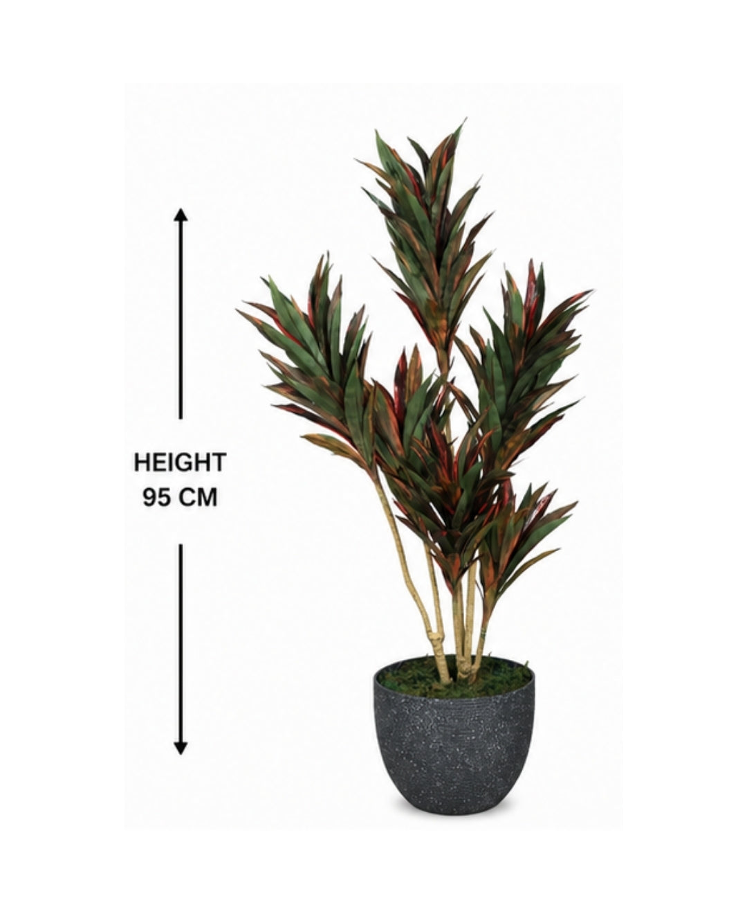 Elegant Faux Dracaena Red Green Indoor Plant Without Pot