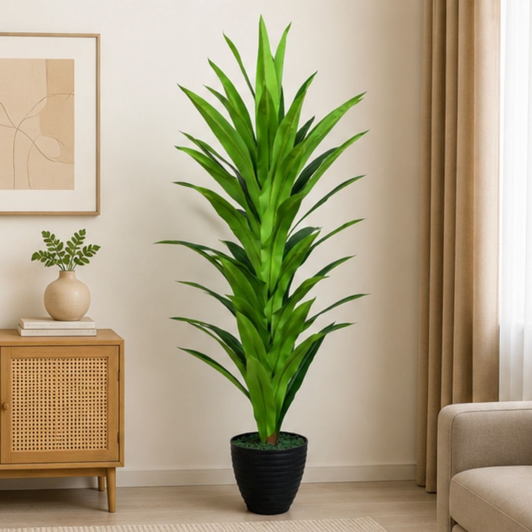 Artificial Dracaena Green Plant (Corn Plant) Without Pot