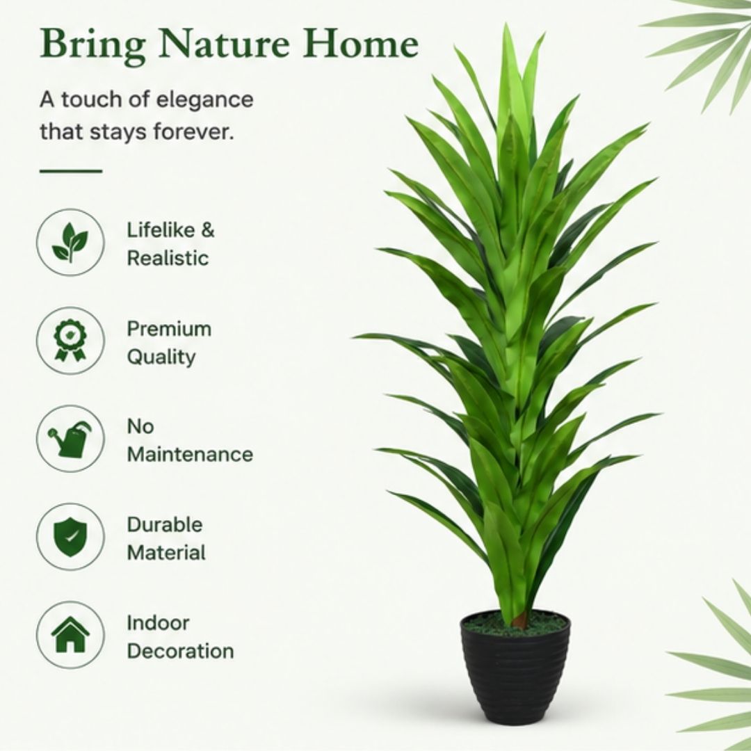 Artificial Dracaena Green Plant (Corn Plant) Without Pot