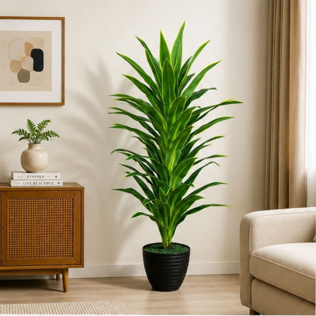 Artificial Dracaena Yellow Green Plant (Corn Plant) Without Pot