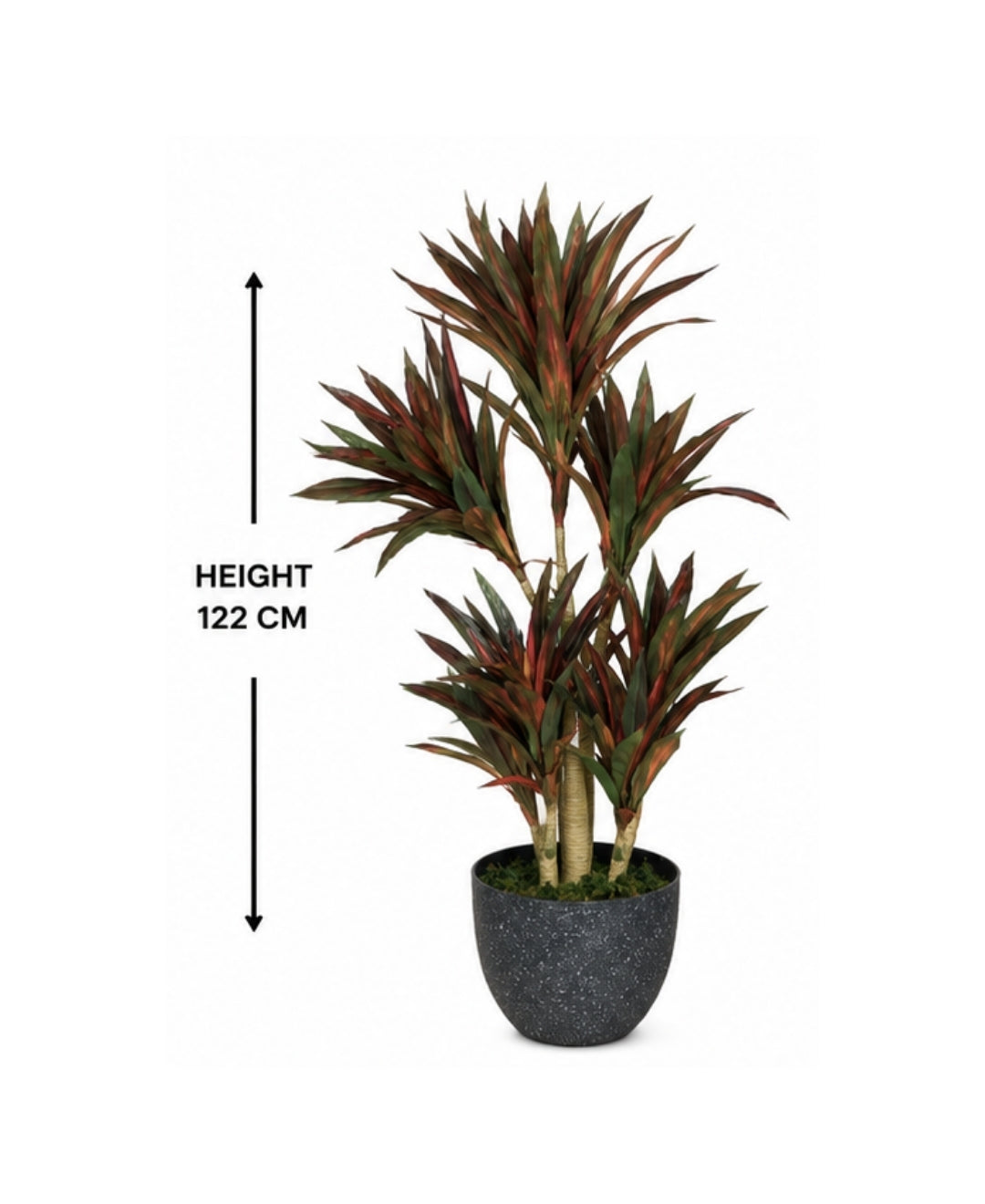 Majestic Faux Red Green Dracaena Cane Plant Without Pot