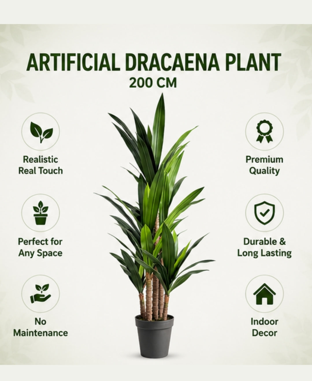 Luxury Artificial Multi Cane Dracaena Green Tree With Pot