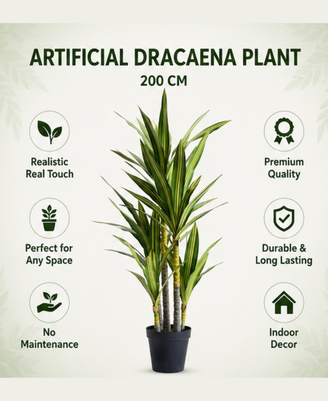 Luxury Artificial Multi Cane Dracaena Yellow Tree With Pot