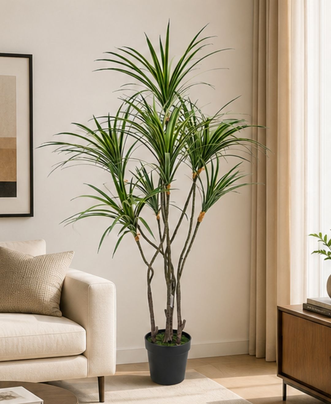 Premium Faux Dracaena Marginata White Tree With Pot-5 FT