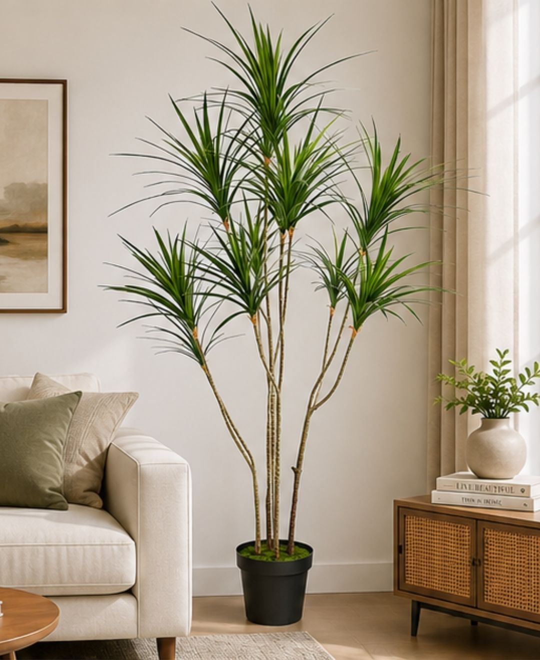 Premium Artificial Dracaena Marginata Green Plant With Pot-6 FT
