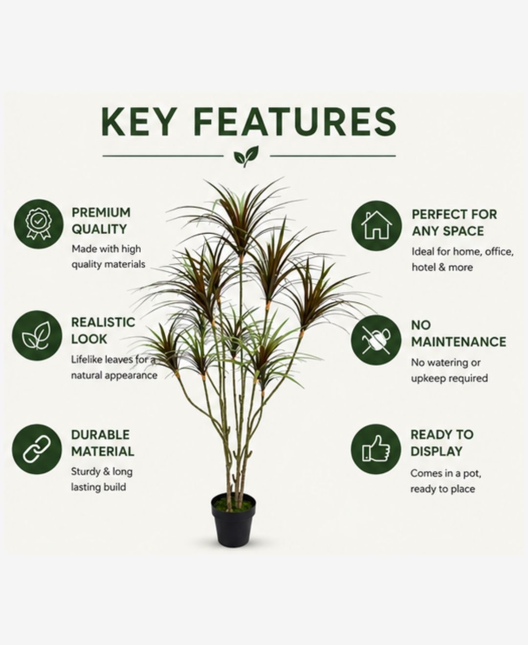 Premium Artificial Dracaena Marginata Red Plant With Pot-6 FT With Pot