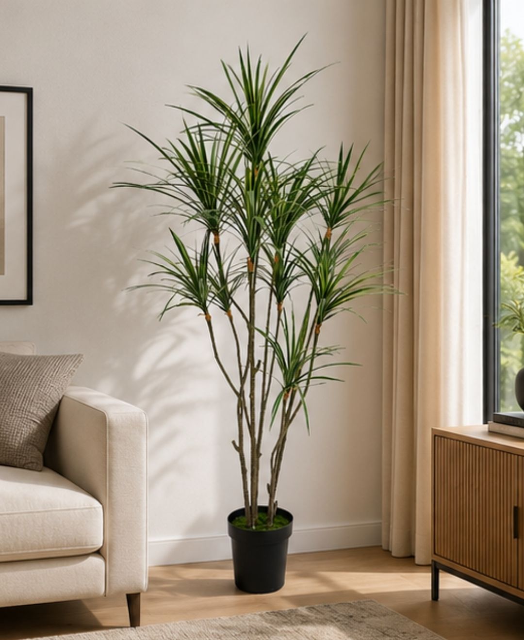Premium Artificial Dracaena Marginata White Plant With Pot-6 FT