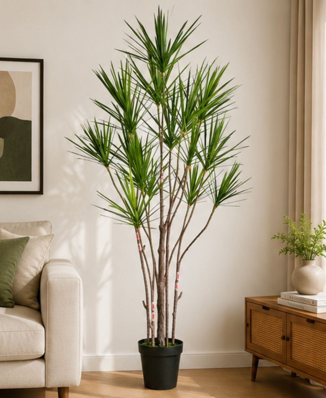 Realistic Faux Dracaena Dragon Green Tree With Pot- 7FT